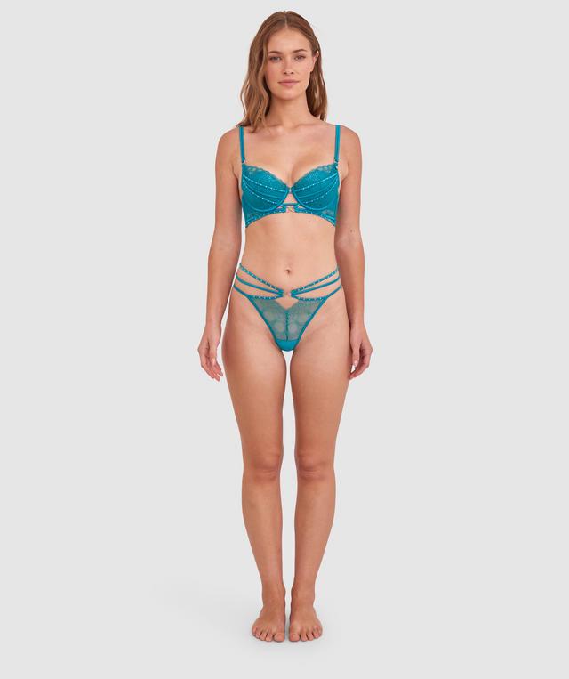 Vamp Eyes On You High Leg String - Teal