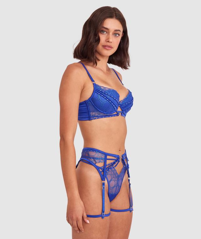 Vamp Eyes On You Suspender - Cobalt Blue