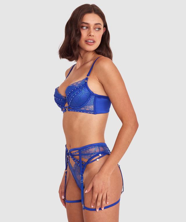 Vamp Eyes On You Suspender - Cobalt Blue
