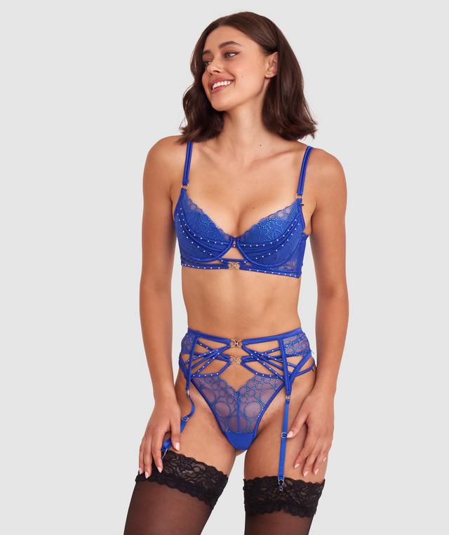 Vamp Eyes On You Suspender - Cobalt Blue