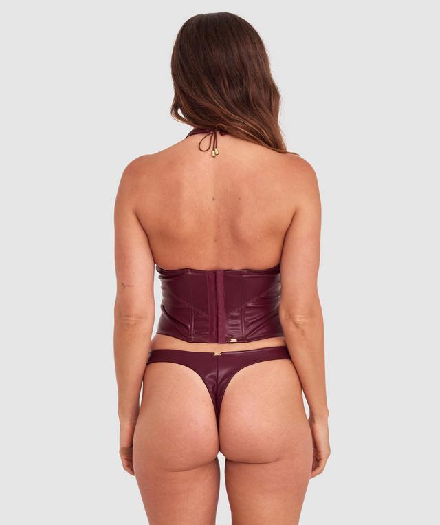 Vamp Flustered High Leg G String - Dark Red