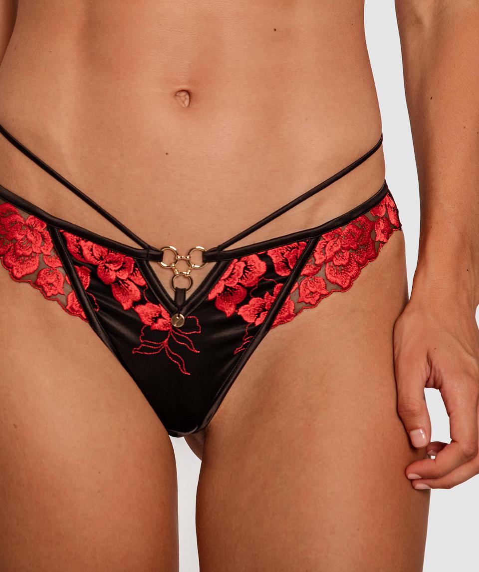 Vamp Good To Glow Brazilian Knicker - Black/Red