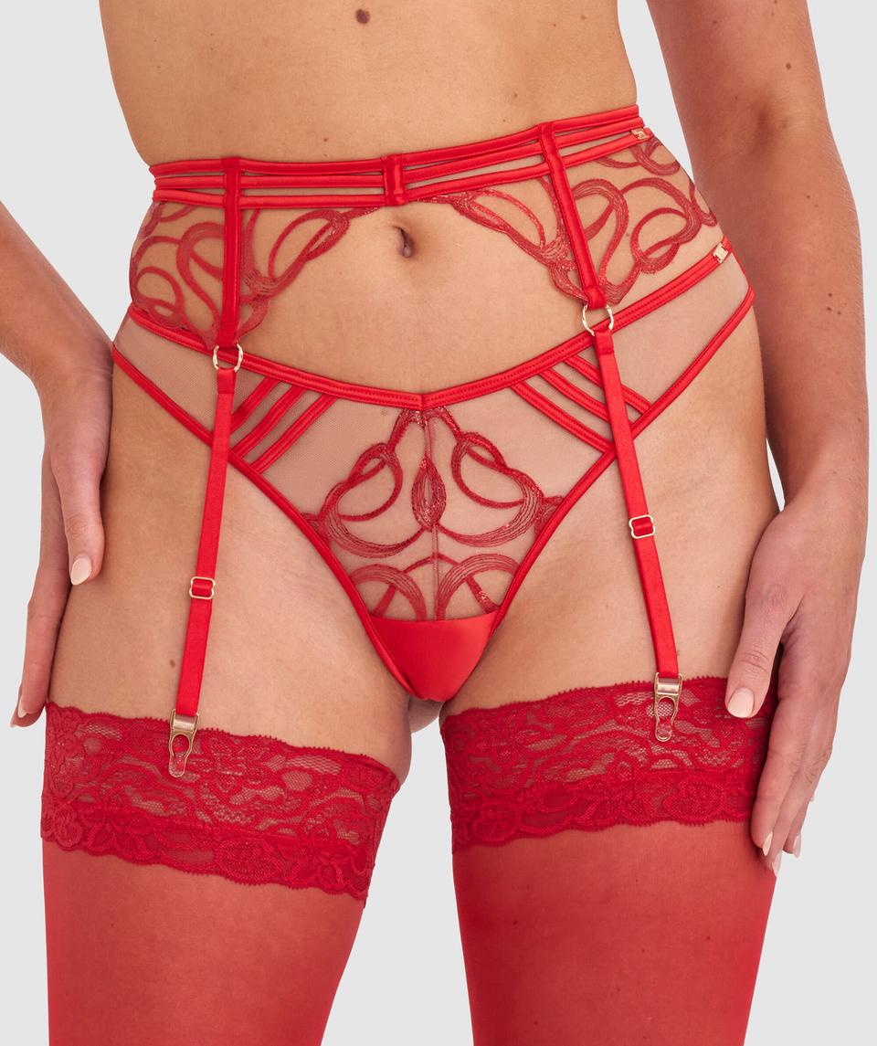 Vamp Heatwave Suspender - Dark Red