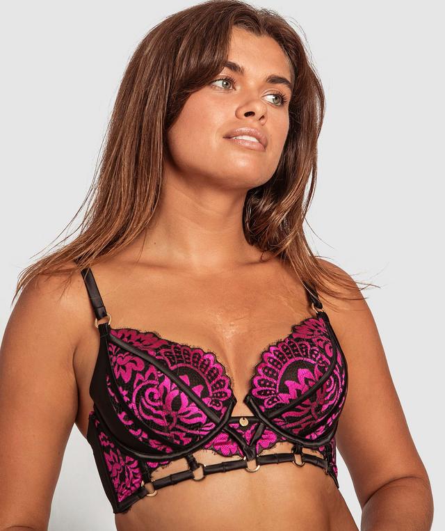 Vamp High Maintenance Push Up Bra - Black/Magenta