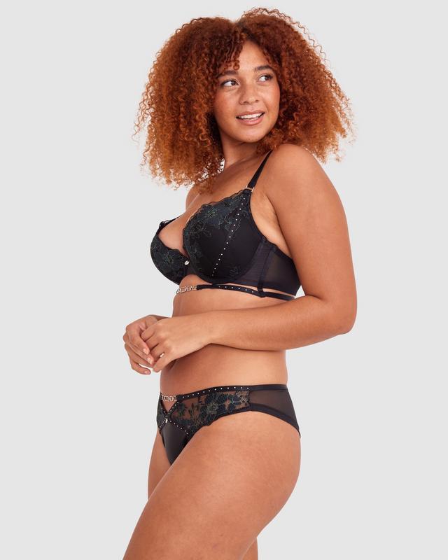 Vamp Lucid Lover Brazilian Knicker - Black/Dark Green