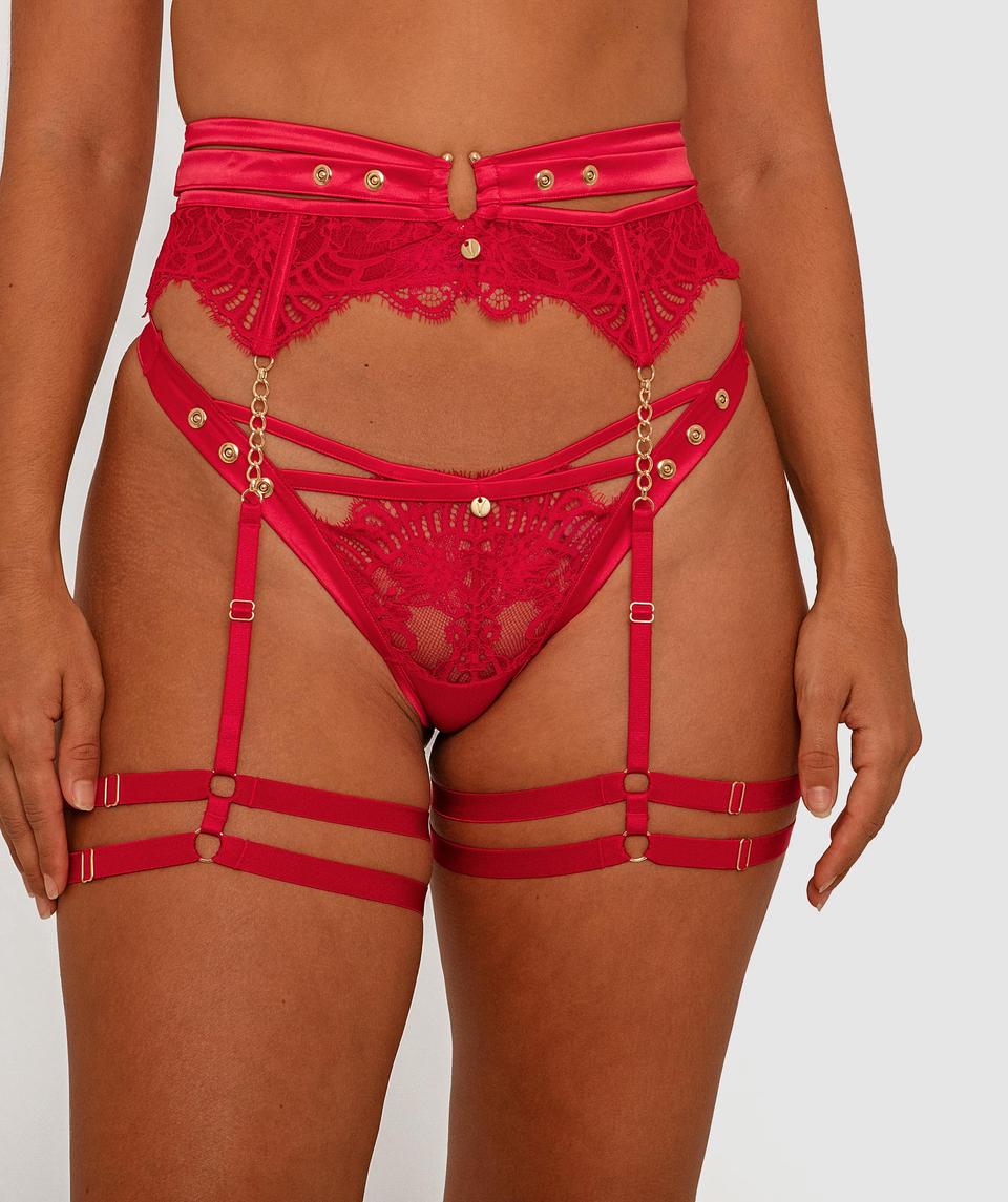 Vamp Midnight Hour Suspender - Light Red