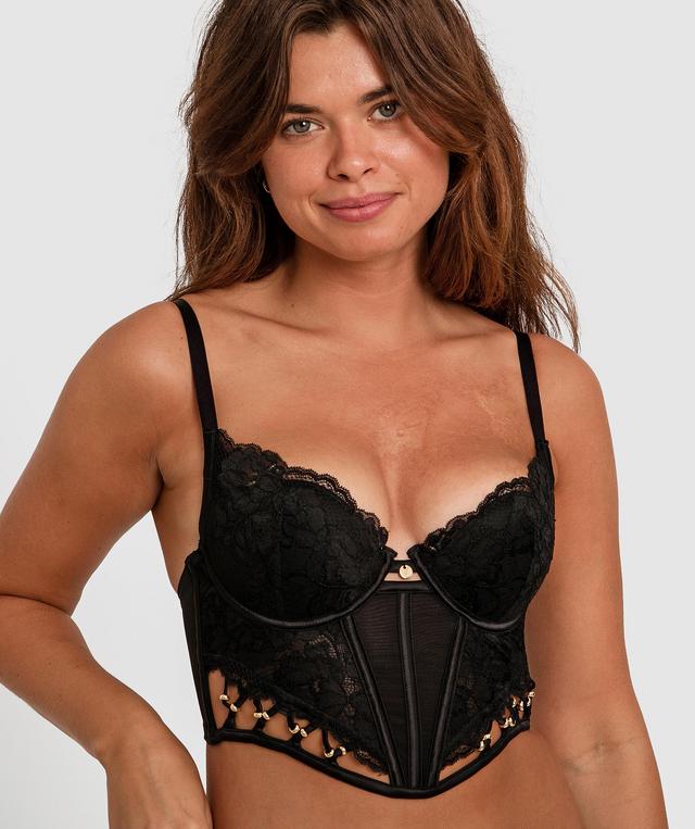 Vamp Pillow Talk Push Up Longline Bra - Black