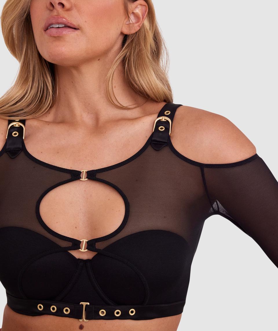 Vamp Relentless Long Sleeve Mesh Top - Black