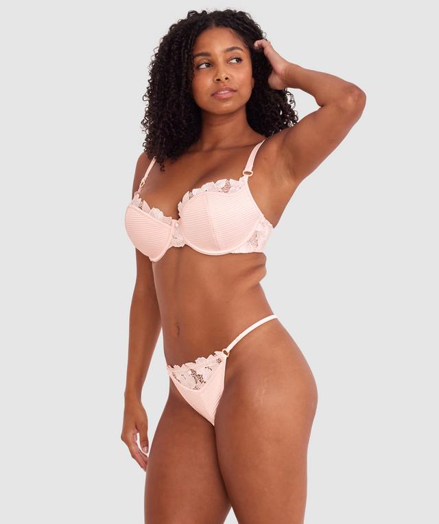 Vamp So Polite High Leg G String - Pale Pink