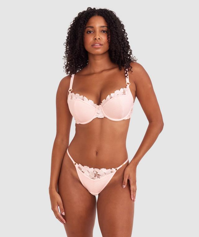 Vamp So Polite High Leg G String - Pale Pink