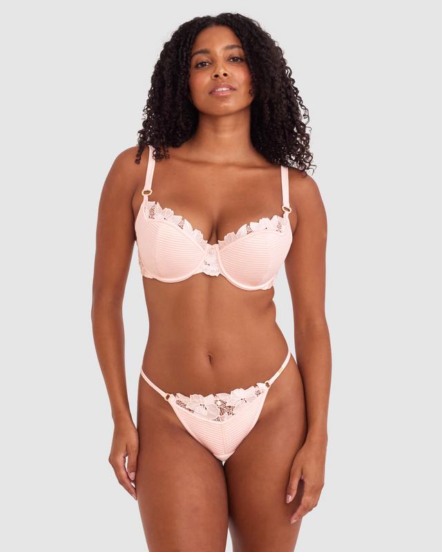 Vamp So Polite High Leg G String - Pale Pink