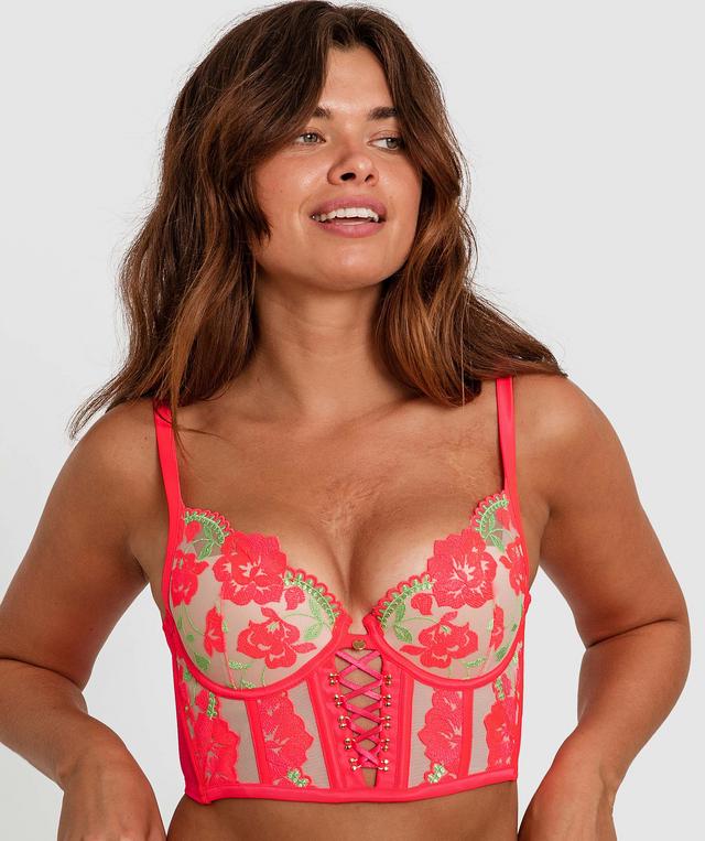 Vamp Summer Fling Push Up Longline Bra - Hot Pink