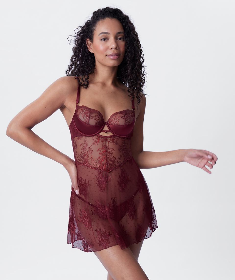 Vamp Sweet Nothings Push Up 1/4 Cup Babydoll - Berry