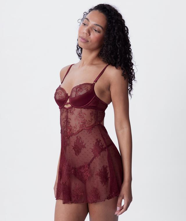 Vamp Sweet Nothings Push Up 1/4 Cup Babydoll - Berry