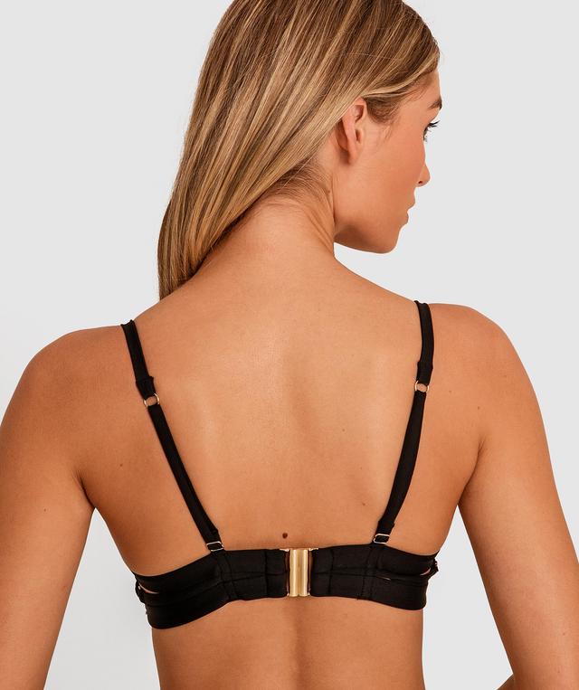 Vamp Swim Weak At The Knees Plunge Push Up Top - Black