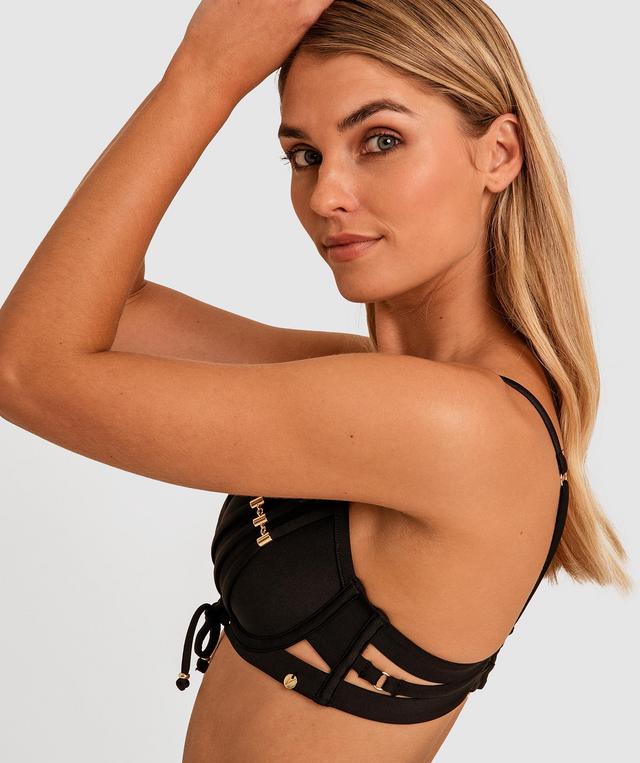Vamp Swim Weak At The Knees Plunge Push Up Top - Black