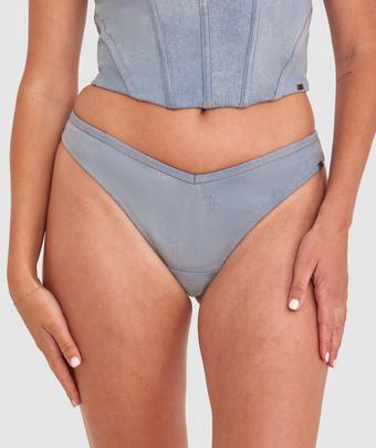 Vamp That's Hot High Leg G String - Grey (GREY)