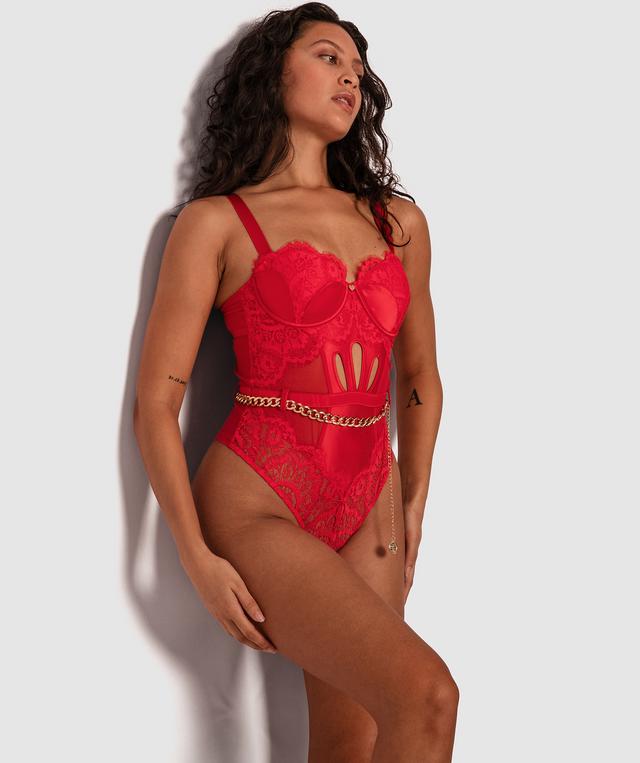 Vamp The Heart Breaker Push Up Bodysuit - Red
