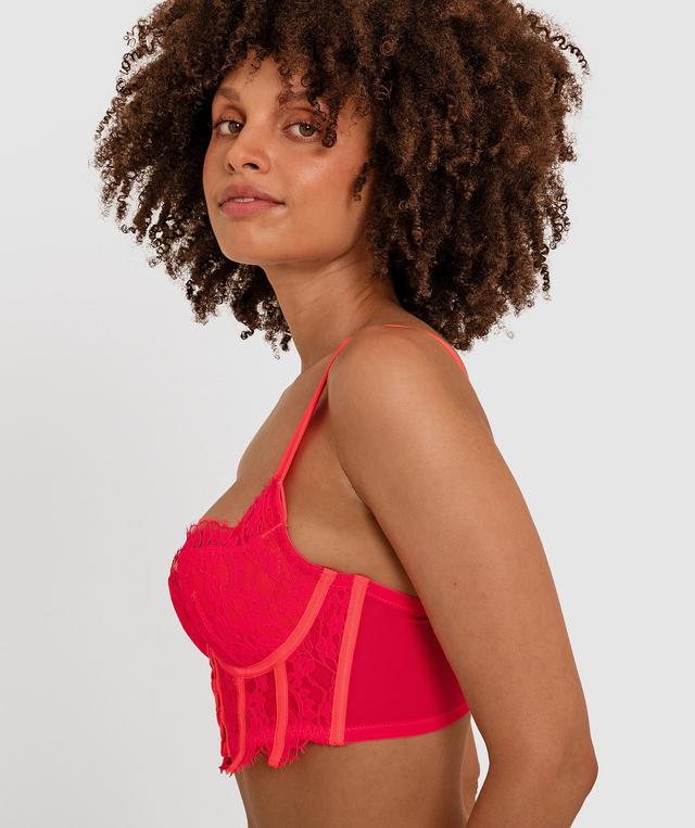 Vamp Tied To You Push Up Longline Bra - Fuchsia Pink