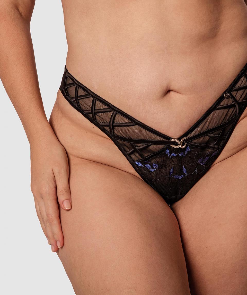 Vamp Turning Heads V-String Knicker - Black
