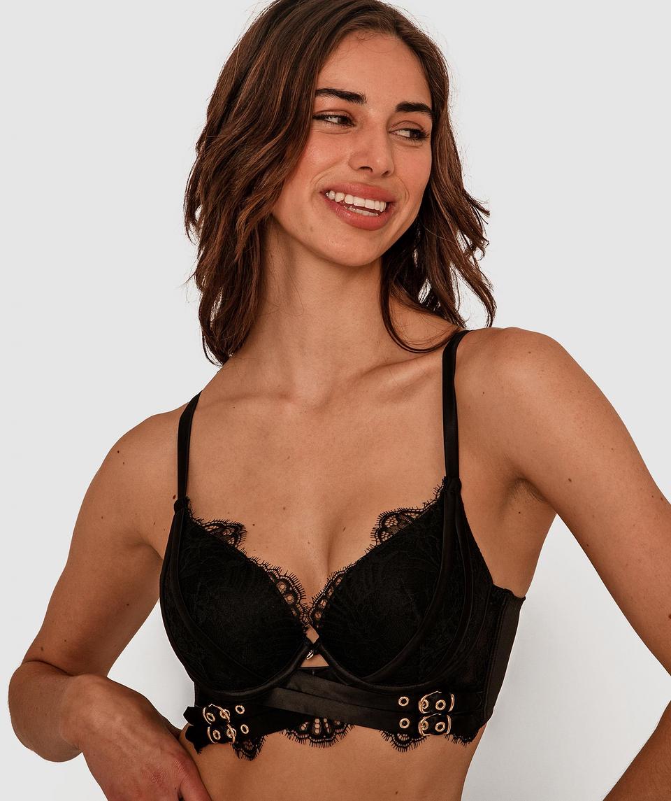 Vamp Where Love Grows Push Up Bra - Black