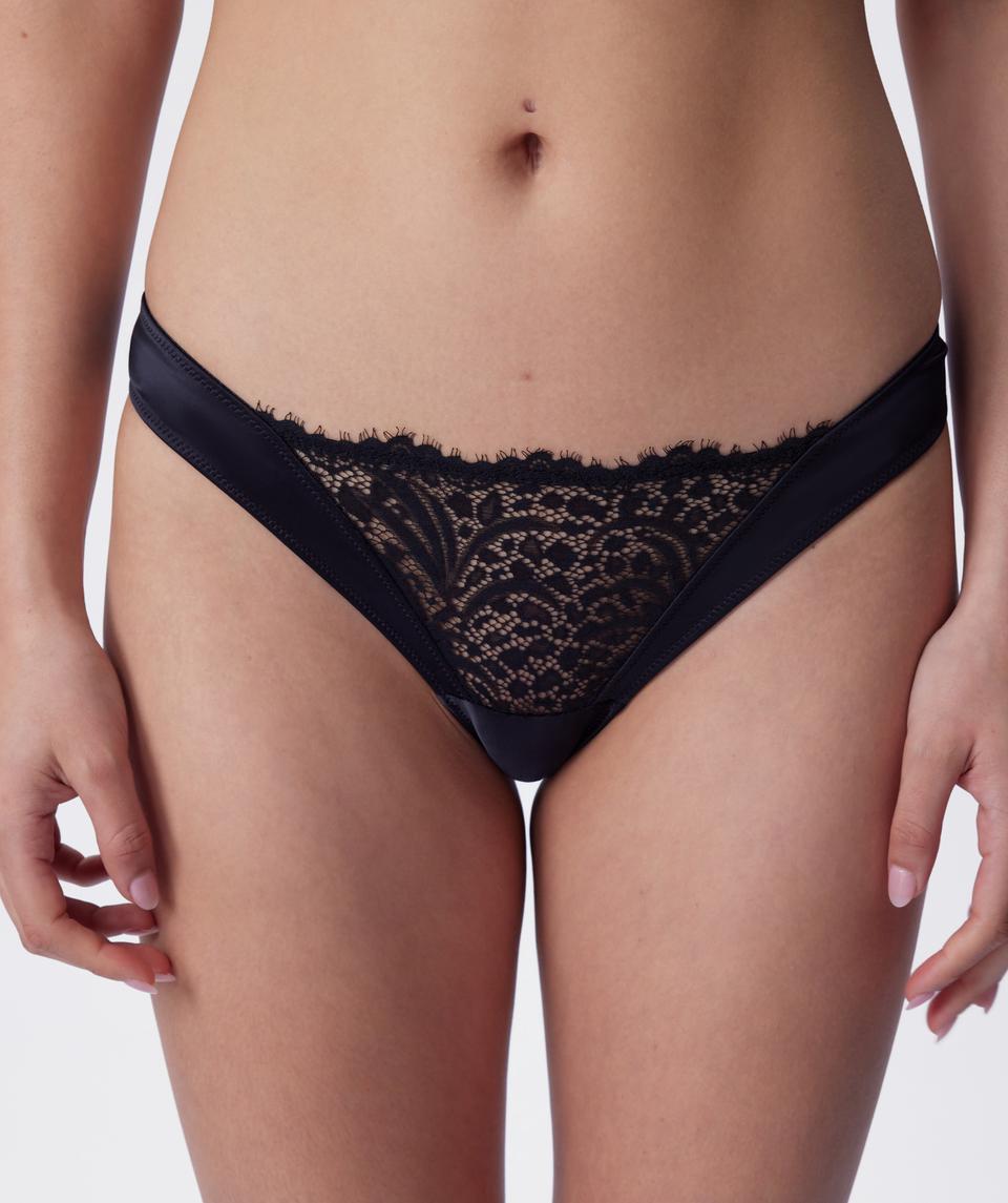 Venus High Leg Brazilian Knicker - Black