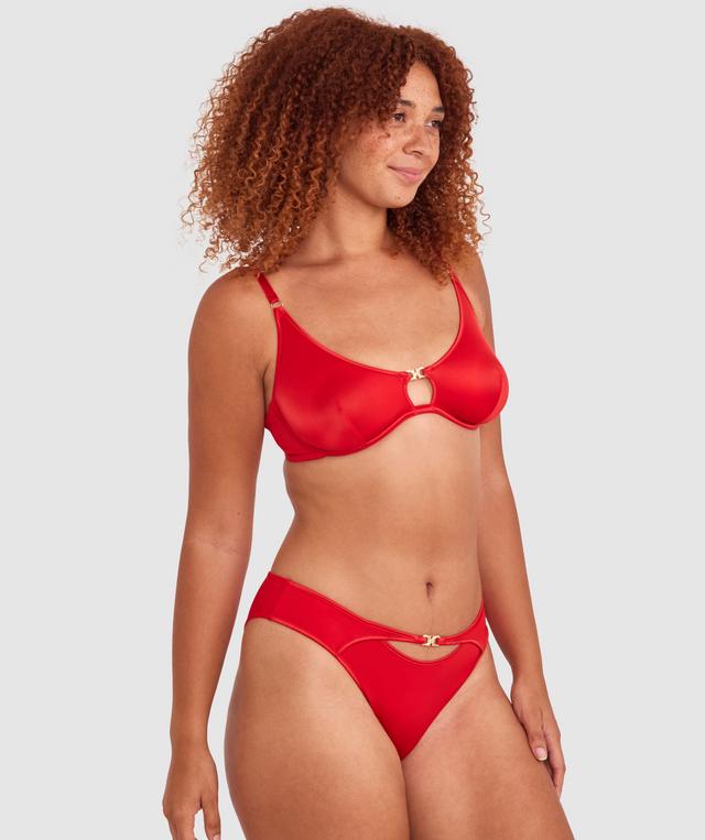 Whitney High Leg Brazilian Knicker - Red
