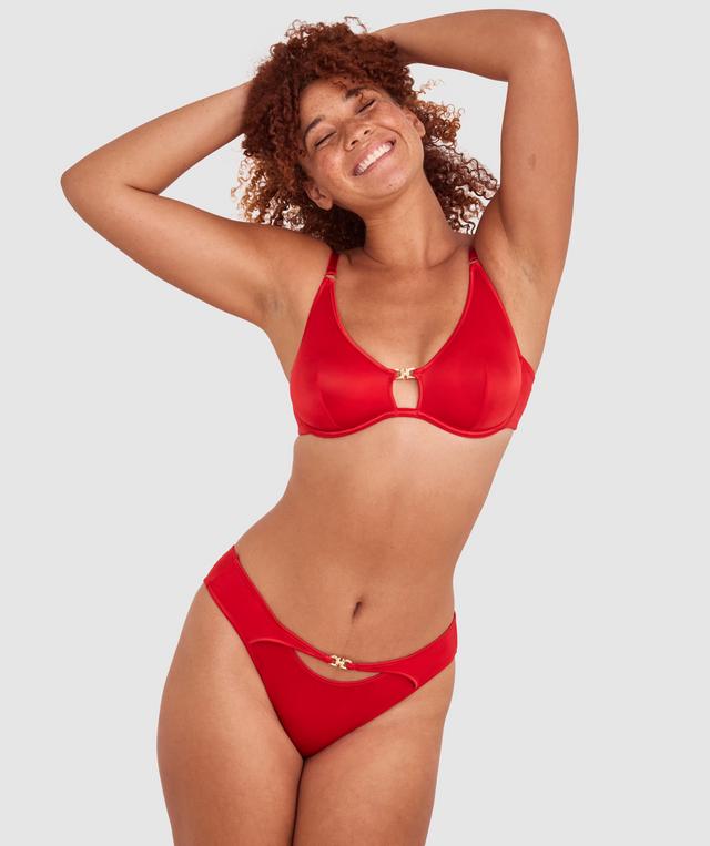 Whitney High Leg Brazilian Knicker - Red