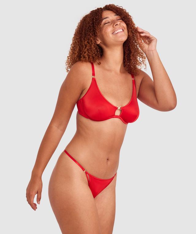 Whitney High Leg G String - Red