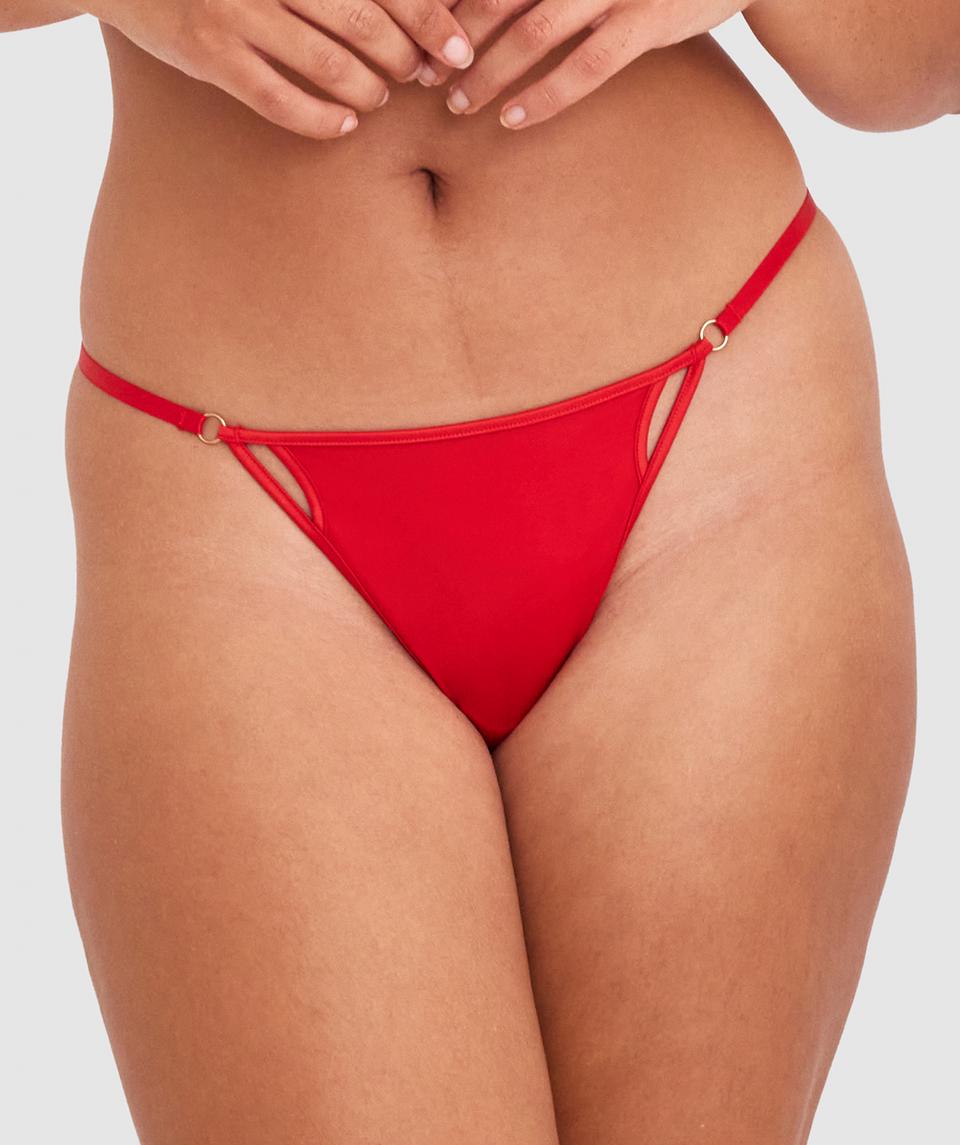 Whitney High Leg G String - Red