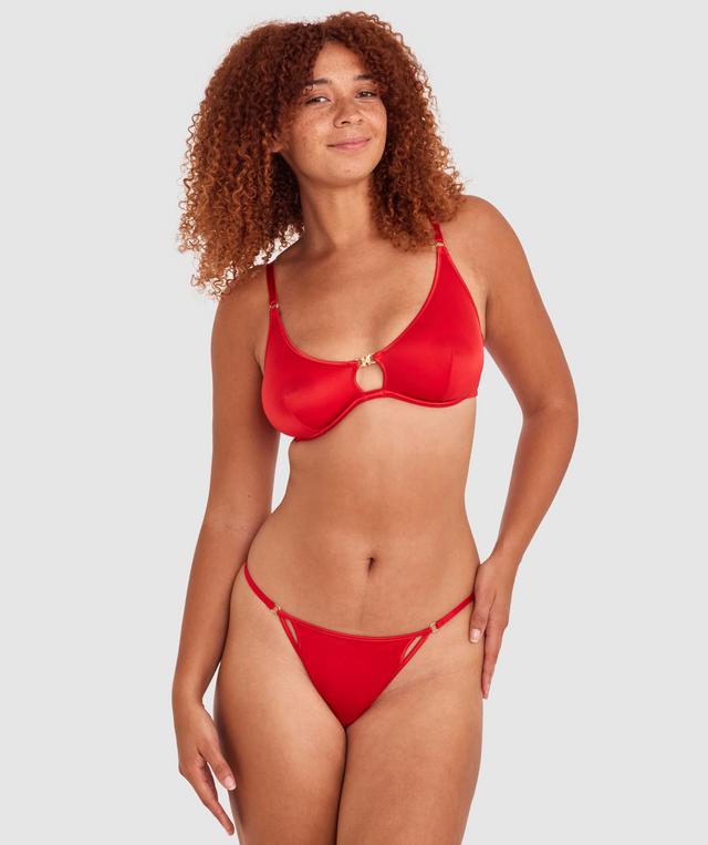 Whitney High Leg G String - Red
