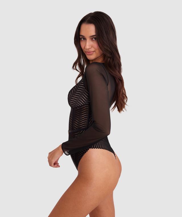 Zuri Fashion Sleeved Bodysuit - Black